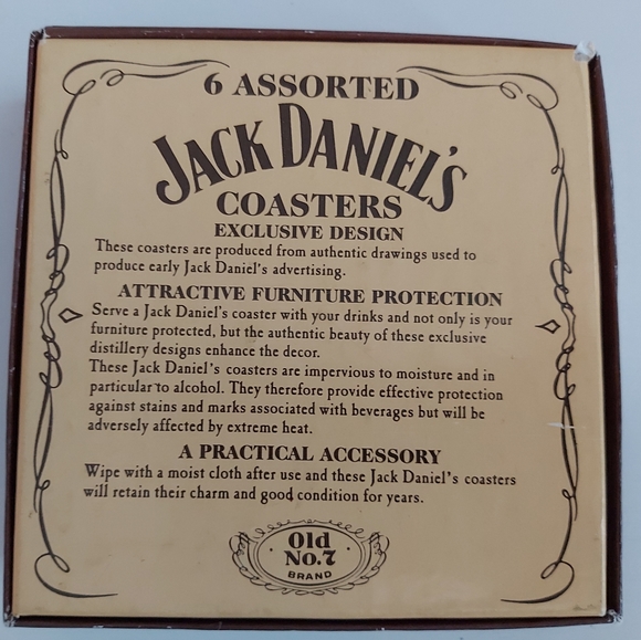 Jack Daniels set of 6 coasters cork bottom with the box - Picture 8 of 11